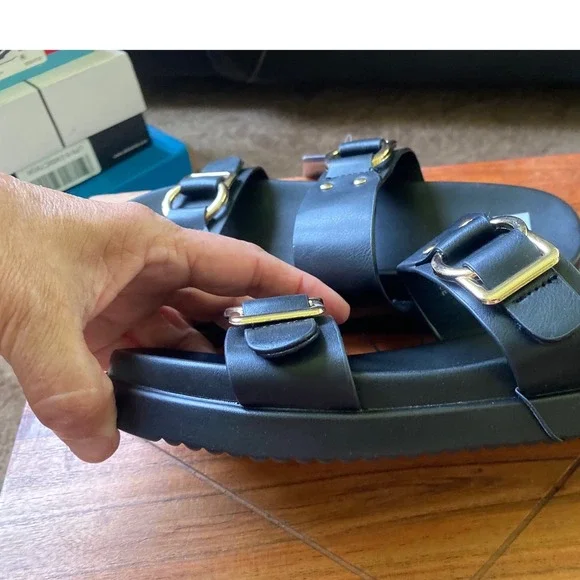 DV Dolce Vita Black Buckle Slides Sandals Comfortable Slip On Size 9 - Picture 8 of 11